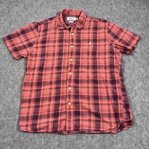 Grayers Red Plaid Lightweight Classic Short Sleeve Button Down Top Size Large‎